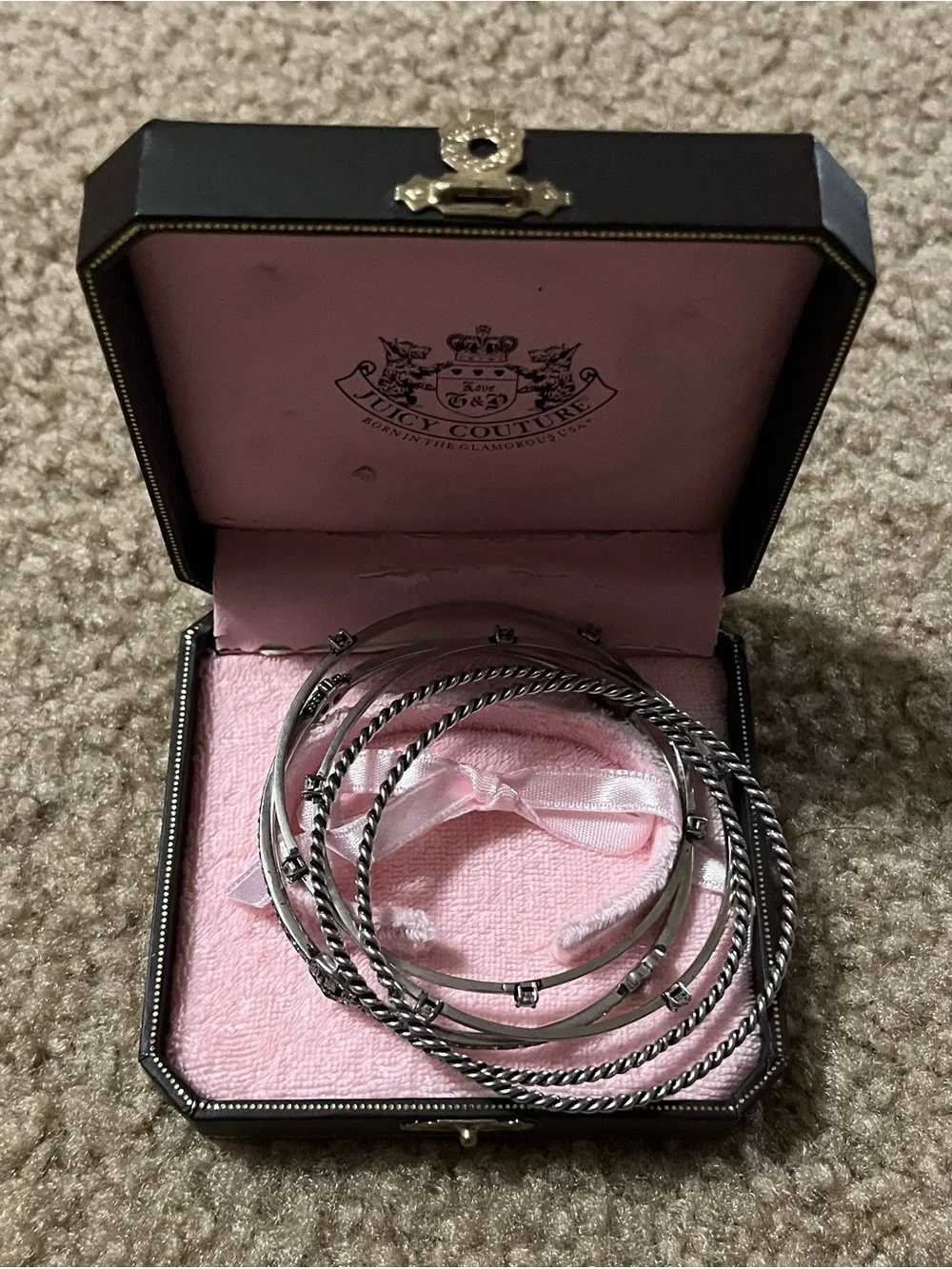 Juicy Couture Silver-Tone Stacked Bangle Bracelet Set